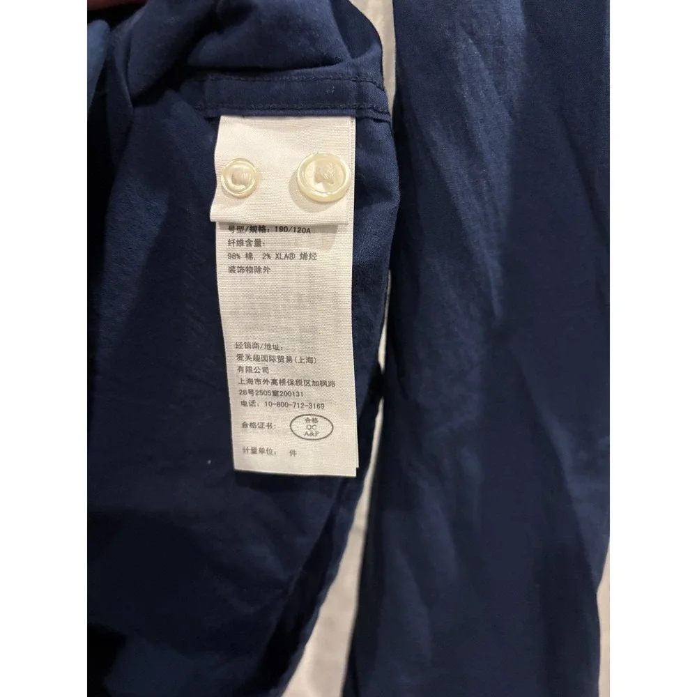 Abercrombie & Fitch Super Slim Button Up Shirt Mens XXL Navy Blue Stretch Cotton